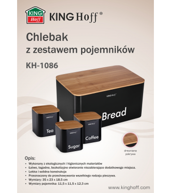 KINGHOFF CHLEBAK na pieczywo +DESKA+pojemniki 1086
